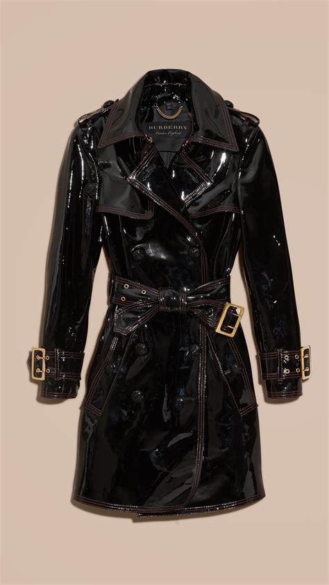 burberry black leather trench coat|burberry patent leather trench coat.